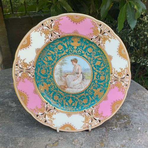 COPELANDS JEWELLED PORCELAIN CABINET PLATE S ALCOCK 1896 - ADDITIONAL PHOTO 4