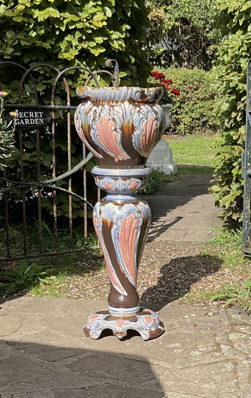 Majolica Jardiniere and Stand Pedestal C1900