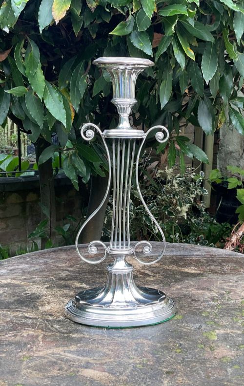 Tall Adams Style Silver Plated Lyre Candlestick/lamp
