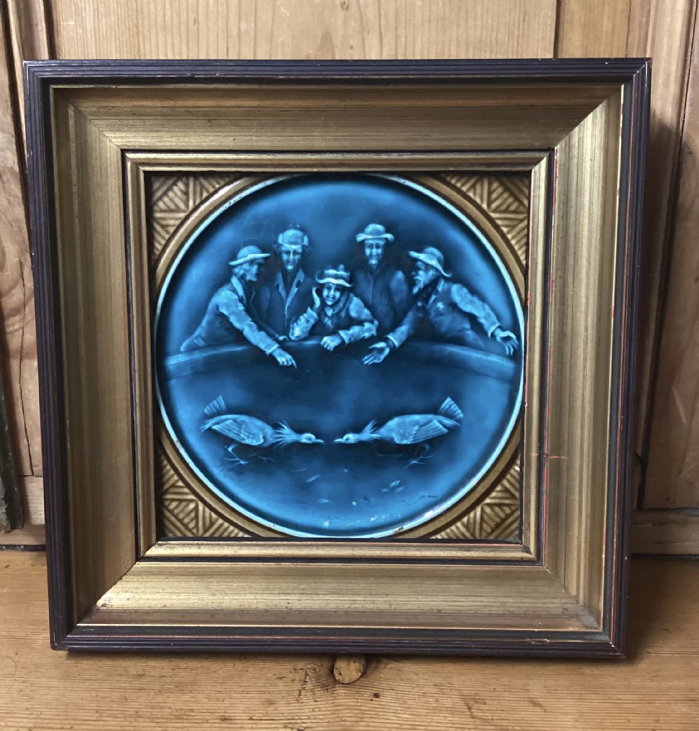 MINTON HOLLINS COCKFIGHTING TILE c1870