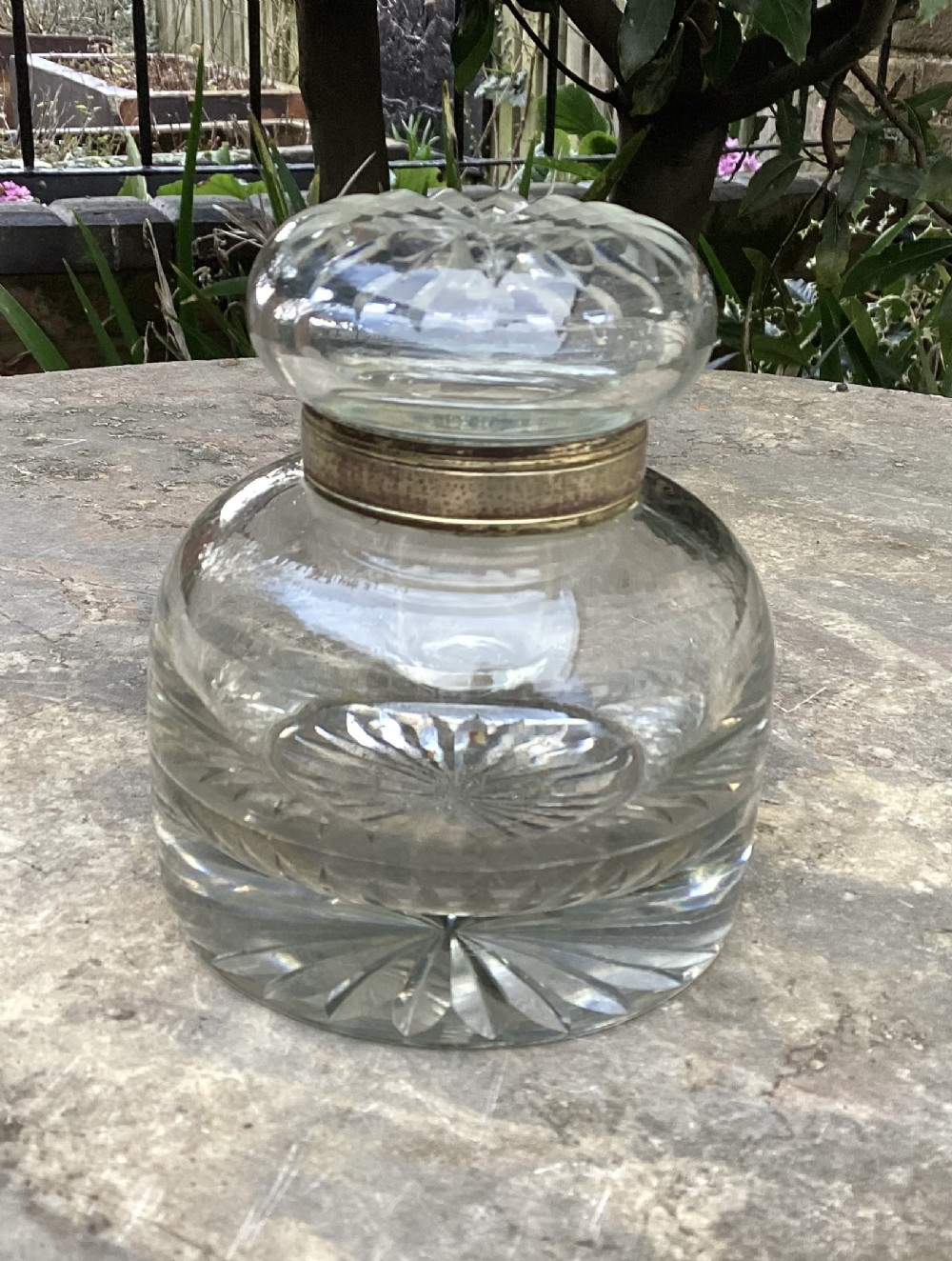 VICTORIAN GLASS DESK TOP INKWELL
