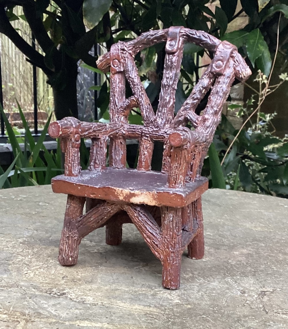 UNUSUAL STONEWARE MODEL OF GARDEN CHAIR c1910