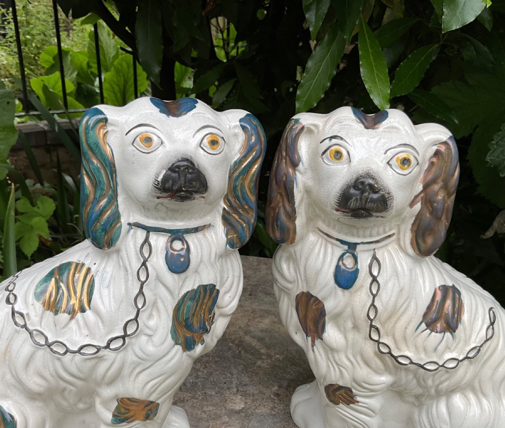 PAIR OF LARGE VICTORIAN STAFFORDSHIRE DOGS c1860 View II