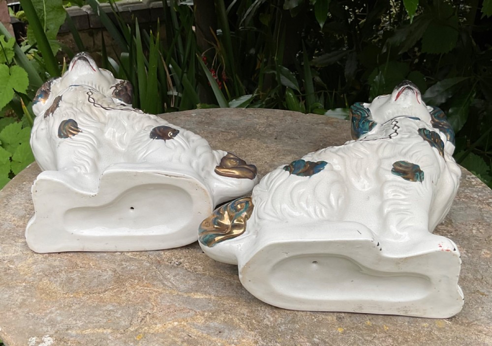 PAIR OF LARGE VICTORIAN STAFFORDSHIRE DOGS c1860 View V
