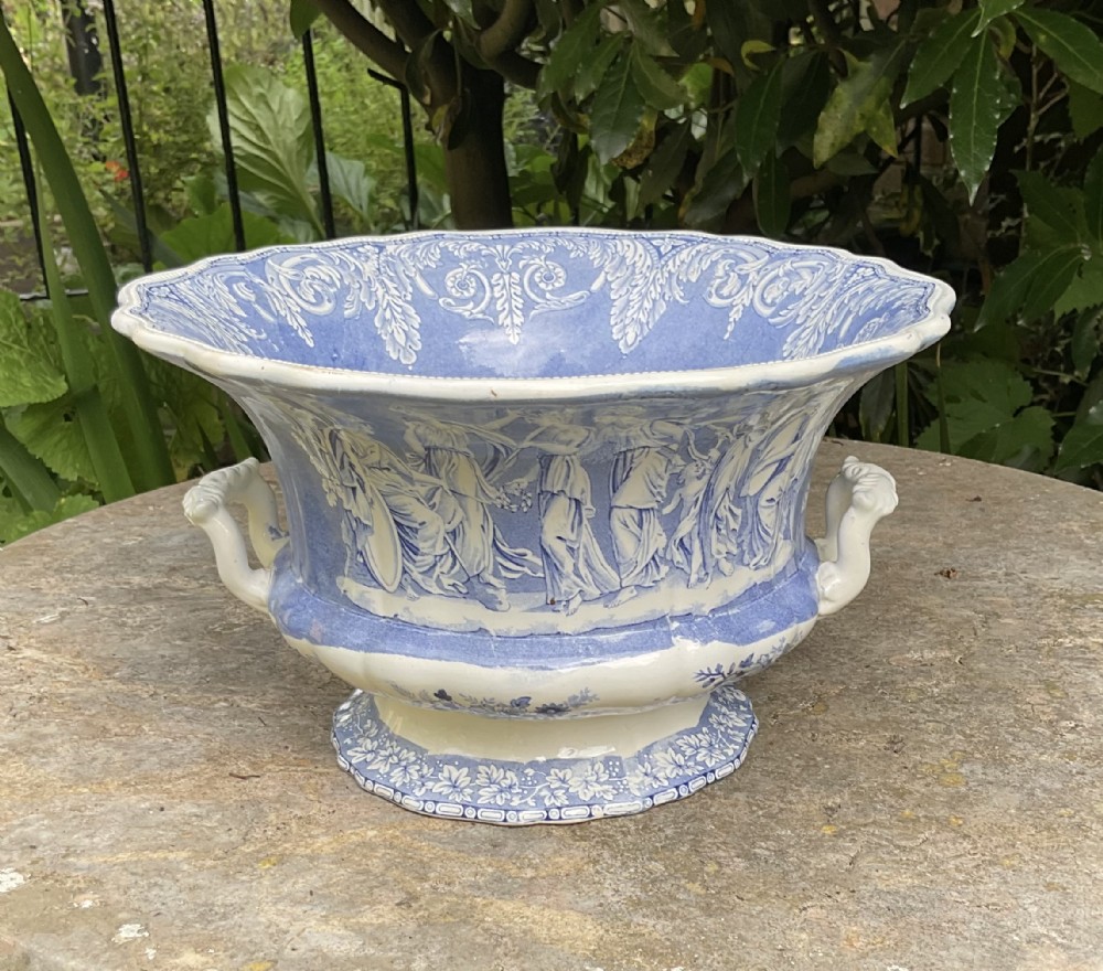 ENGLISH GEORGIAN ETRUSCAN BLUE & WHITE FOOTED BOWL