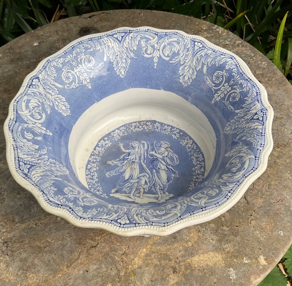 ENGLISH GEORGIAN ETRUSCAN BLUE & WHITE FOOTED BOWL View II