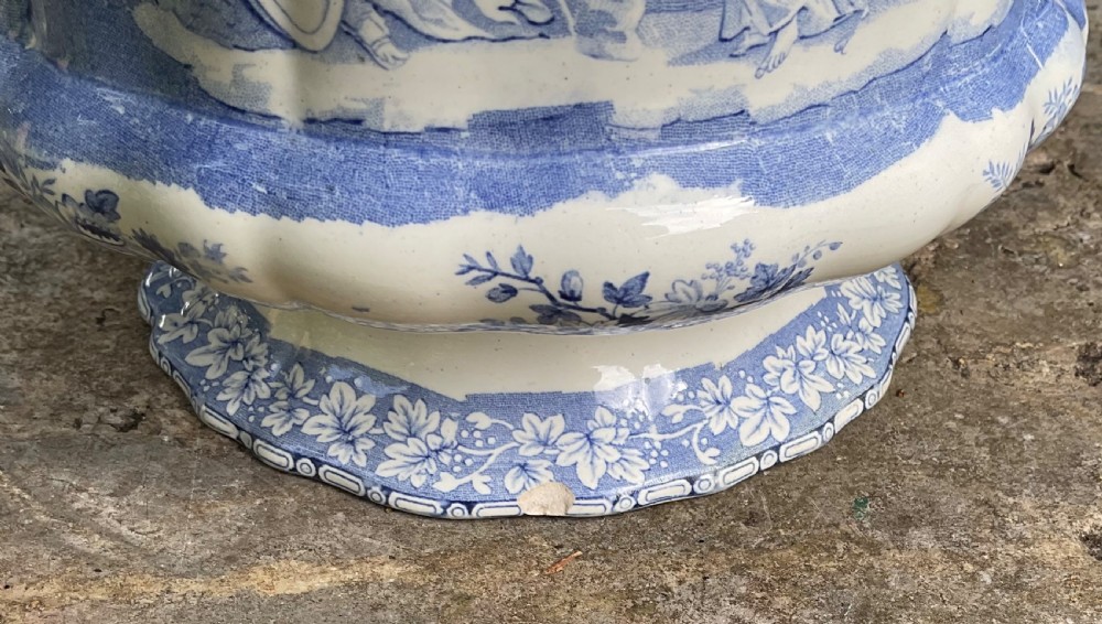 ENGLISH GEORGIAN ETRUSCAN BLUE & WHITE FOOTED BOWL View V