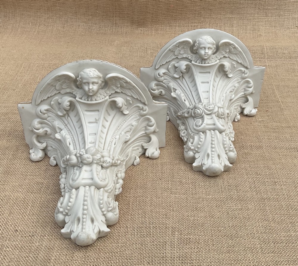 PAIR OF COPELAND PARIAN CHERUB WALL BRACKETS c1870 View II
