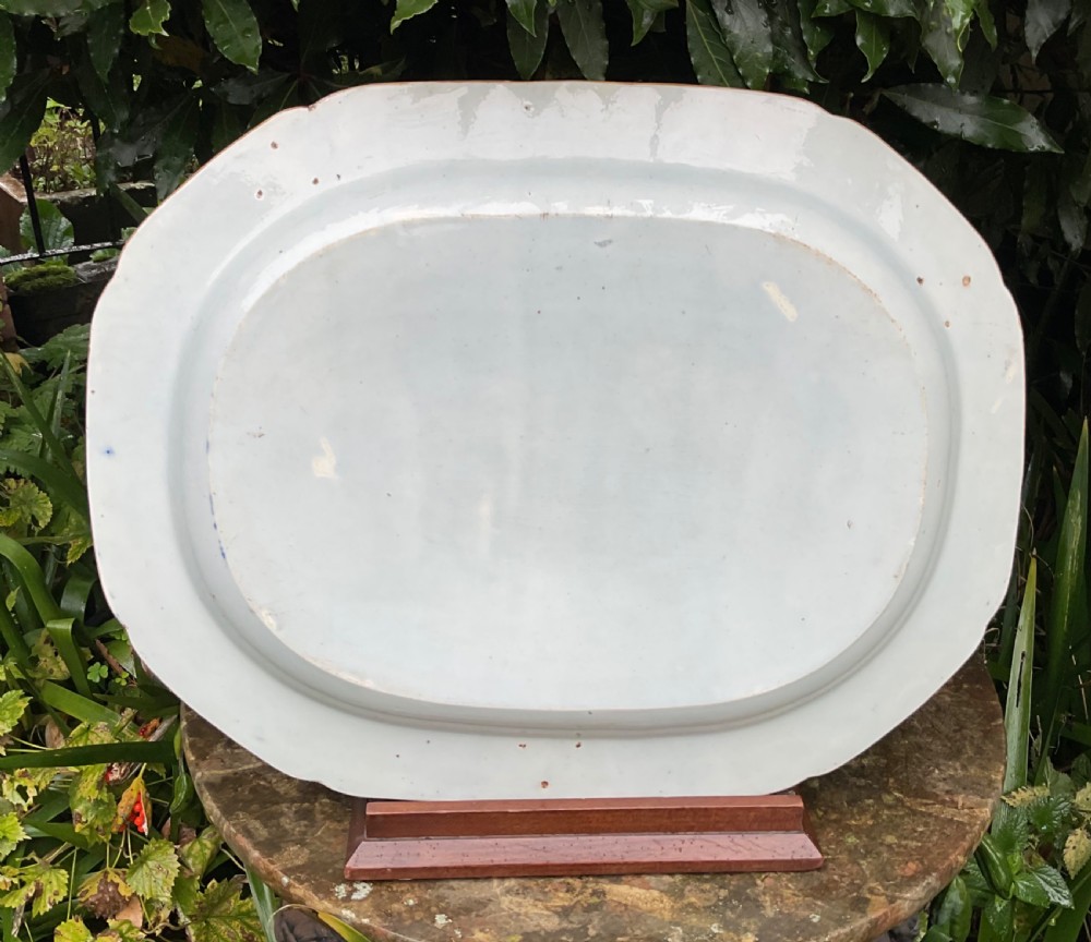 LARGE HERCULANEUM POTTERY BLUE & WHITE GREEK PATTERN SERVING PLATE c1820 View IV