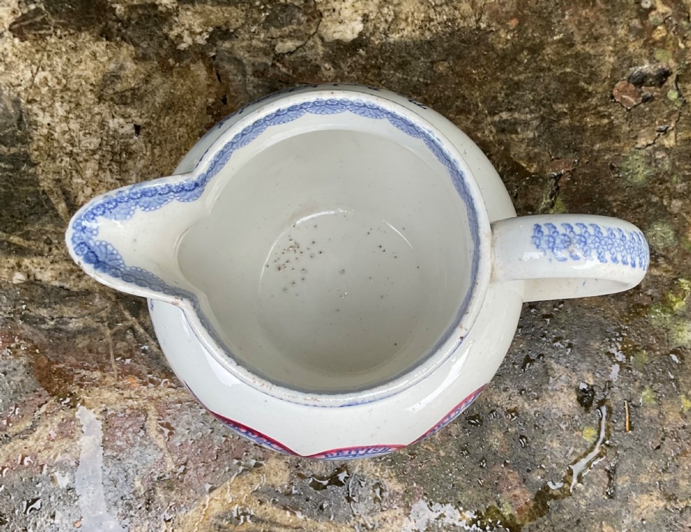 RARE BRITISH MARINERS NEPTUNE NELSON BLUE & WHITE JUG c1820 View VI