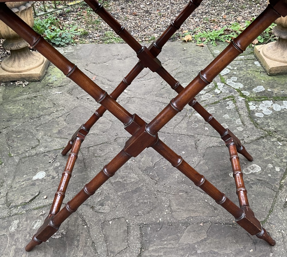 MAHOGANY BUTLER’S TRAY & FAUX BAMBOO STAND C1870 View VIII