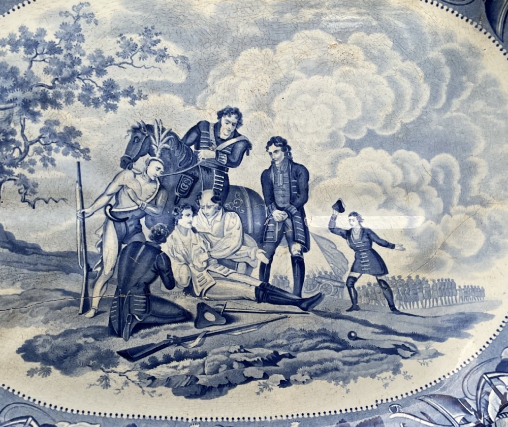 DEATH OF GENERAL WOLFE BLUE & WHITE POTTERY SERVING PLATE 1826-28 View II