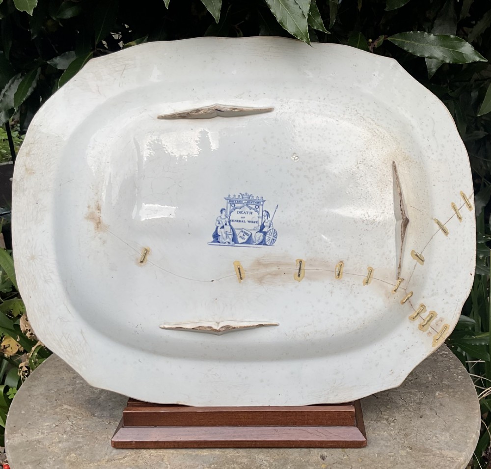 DEATH OF GENERAL WOLFE BLUE & WHITE POTTERY SERVING PLATE 1826-28 View III