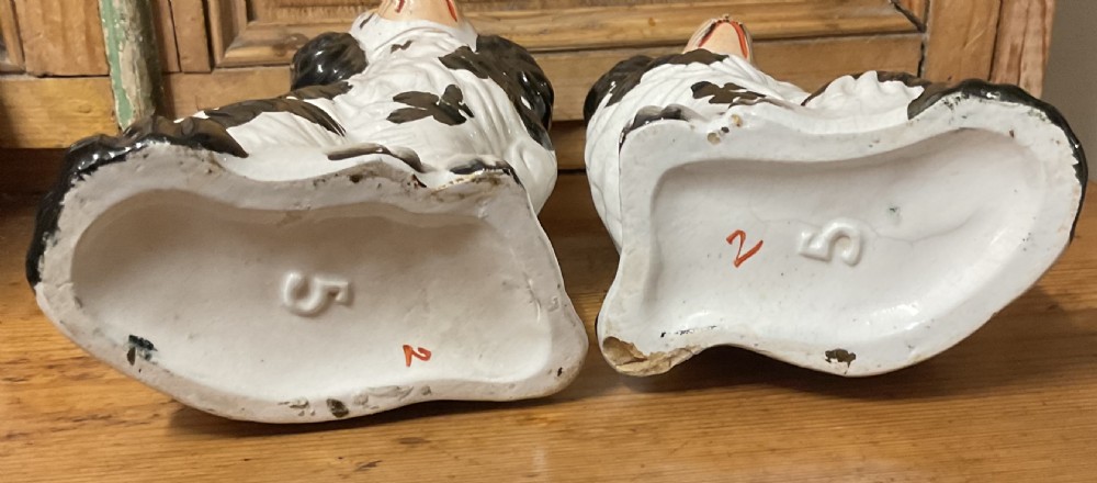 PAIR BLACK & WHITE STAFFORDSHIRE DOGS No 5 c1860 View V