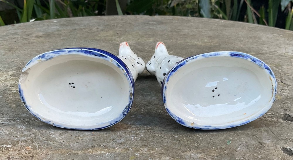 PAIR VICTORIAN STAFFORDSHIRE DOGS DALMATIANS c1880 View V