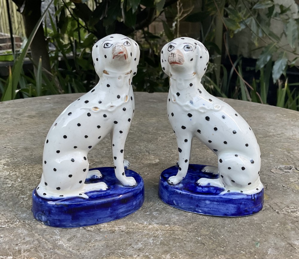 PAIR VICTORIAN STAFFORDSHIRE DOGS DALMATIANS c1880 View VI