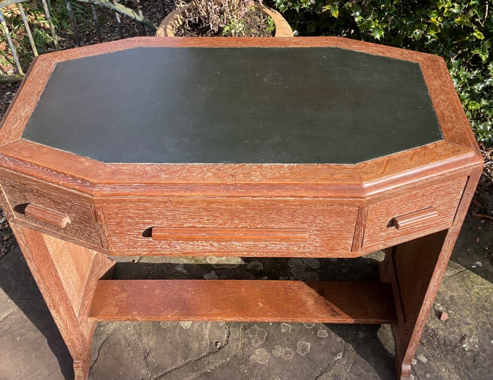 HEALS LIMED OAK WRITING TABLE or DESK c1930 View VIII