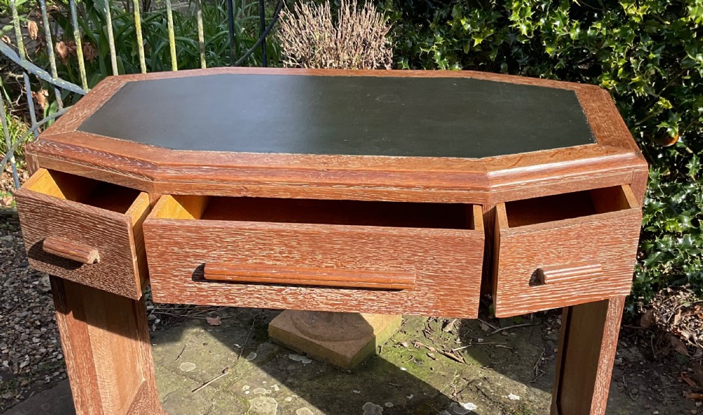 HEALS LIMED OAK WRITING TABLE or DESK c1930 View IX