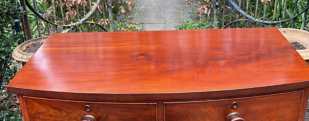 19th C MAHOGANY BOW FRONT CHEST OF DRAWERS  View VII