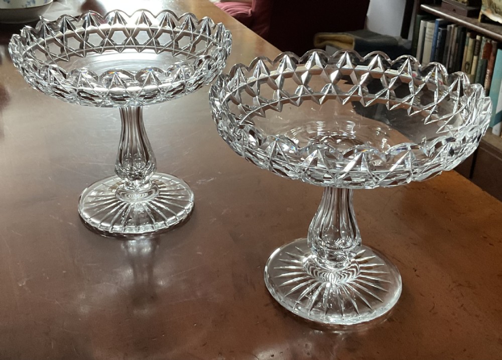 PAIR VICTORIAN CUT GLASS STANDS/COMPORTS c1870 View VII
