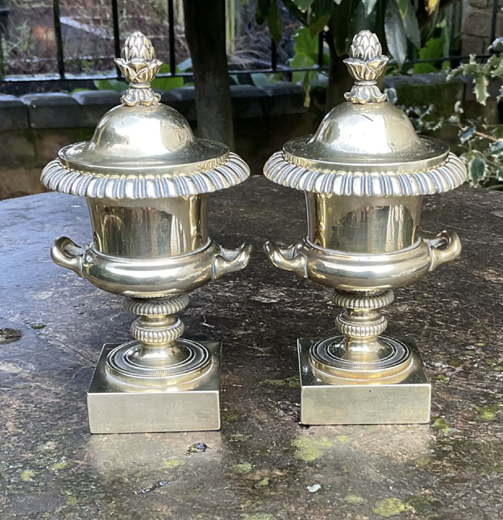 FINE PAIR REGENCY BRASS CASSOLETTES 