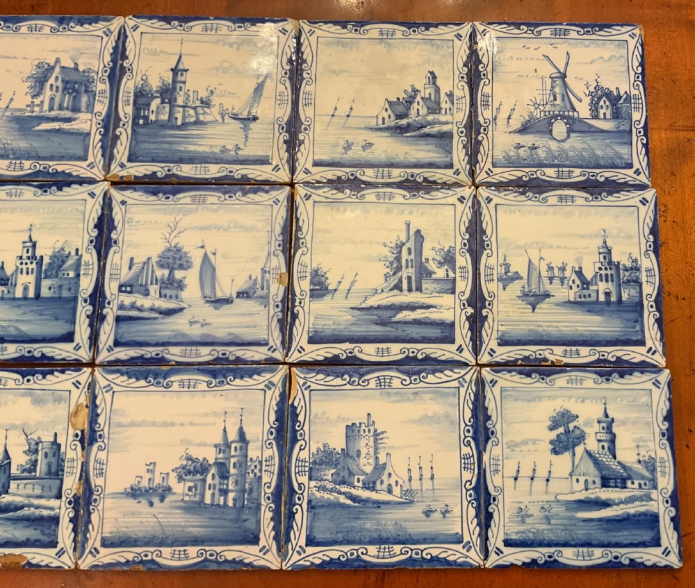 SET OF 18 DUTCH DELFT TILES c1780 View II