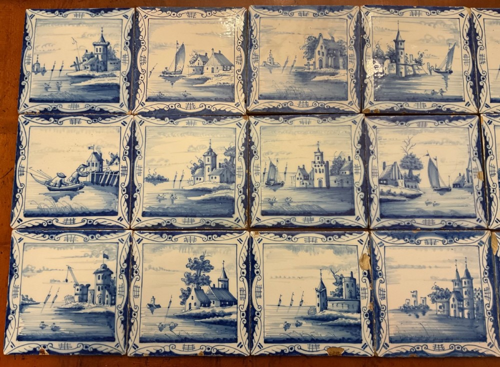SET OF 18 DUTCH DELFT TILES c1780 View V