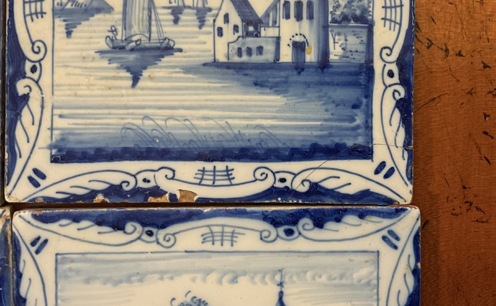 SET OF 18 DUTCH DELFT TILES c1780 View VII