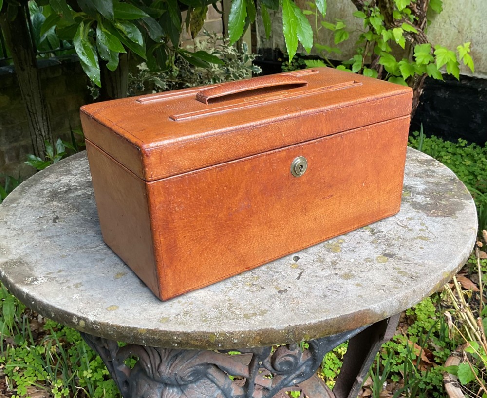FINE ENGLISH LEATHER LETTER BOX c1875 View II