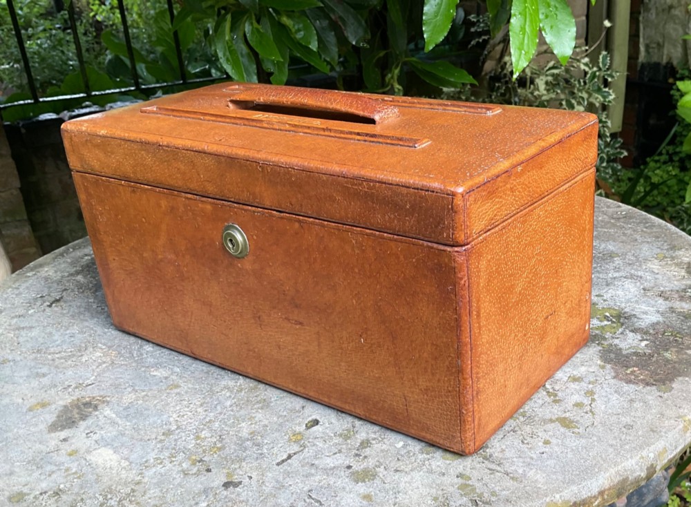 FINE ENGLISH LEATHER LETTER BOX c1875 View III