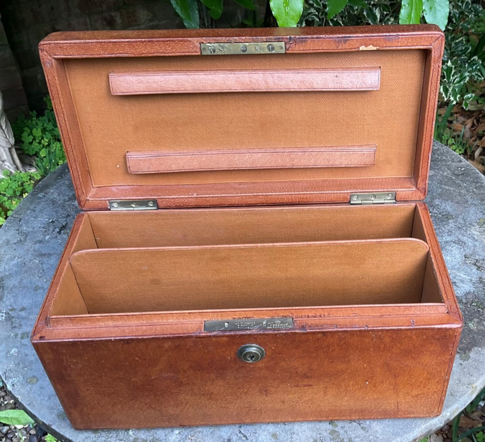 FINE ENGLISH LEATHER LETTER BOX c1875 View IV