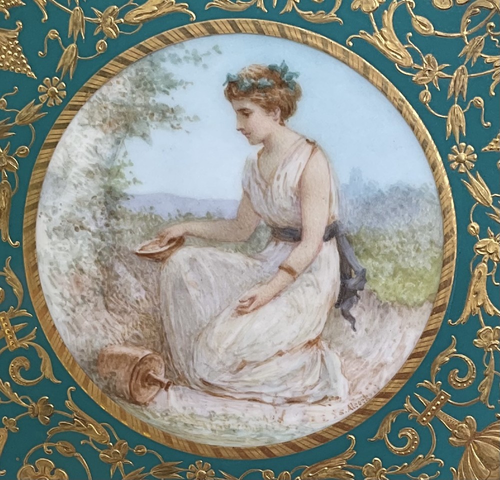 COPELANDS JEWELLED PORCELAIN CABINET PLATE S. ALCOCK 1896 View II