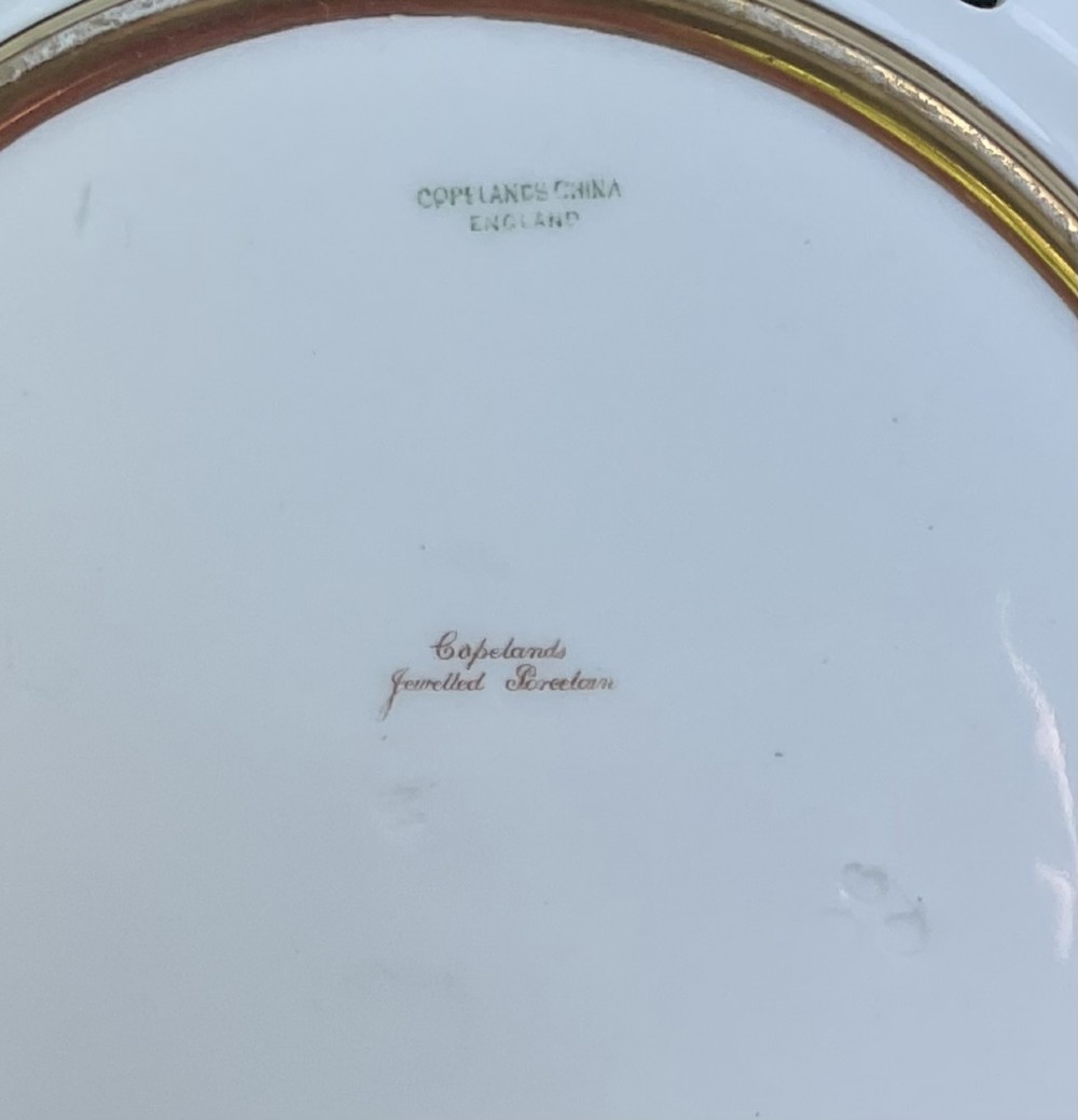 COPELANDS JEWELLED PORCELAIN CABINET PLATE S. ALCOCK 1896 View IV