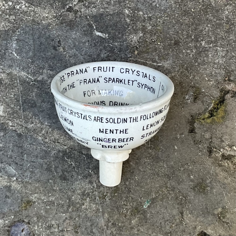 RARE PRANA FRUIT CRYSTALS ADVERTISING FUNNEL c1910