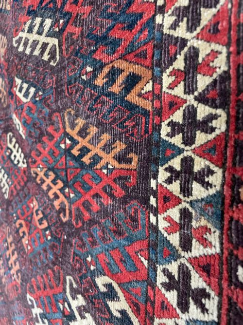 ANTIQUE YOMUT TURKOMAN RUG - ADDITIONAL PHOTO 4