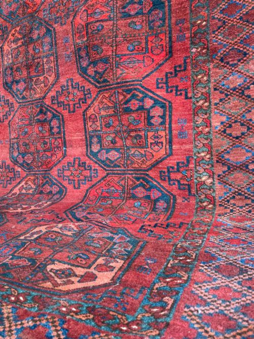 ANTIQUE AFGHAN ERSARI MAIN CARPET - ADDITIONAL PHOTO 3