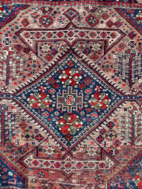 ANTIQUE KHAMSEH CONFEDERACY BAHARLU TRIBAL MAIN CARPET - ADDITIONAL PHOTO 7