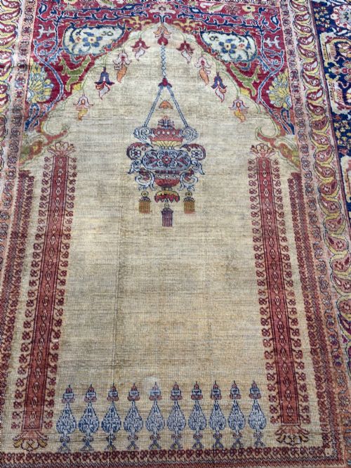 EARLY ANATOLIAN SILK PRAYER RUG OF GHIORDES DESIGN 19TH CENTURY - ADDITIONAL PHOTO 6