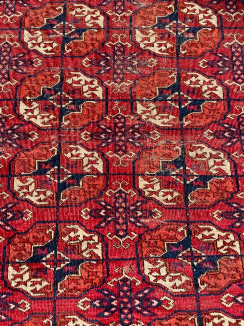 ANTIQUE TEKKE TURKOMAN DOWRY RUG WITH SILK HIGHLIGHTS - ADDITIONAL PHOTO 4