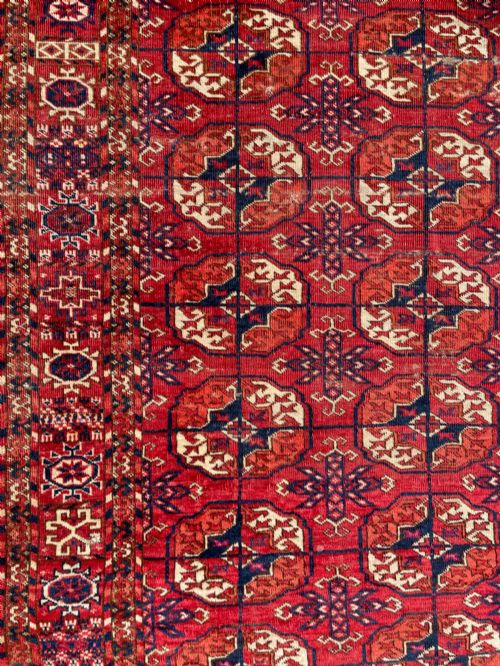 ANTIQUE TEKKE TURKOMAN DOWRY RUG WITH SILK HIGHLIGHTS - ADDITIONAL PHOTO 7