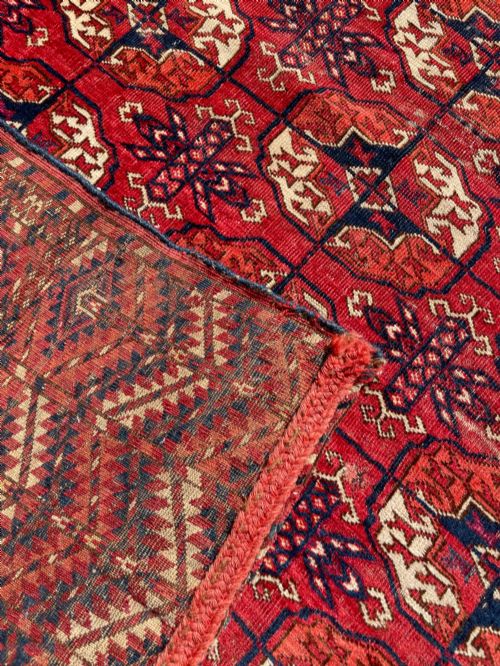 ANTIQUE TEKKE TURKOMAN DOWRY RUG WITH SILK HIGHLIGHTS - ADDITIONAL PHOTO 9