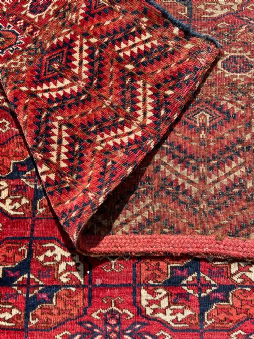 ANTIQUE TEKKE TURKOMAN DOWRY RUG WITH SILK HIGHLIGHTS - ADDITIONAL PHOTO 11