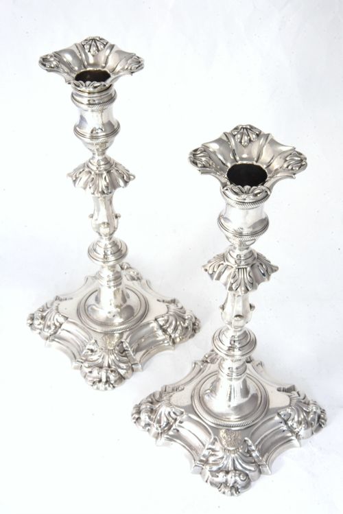 Pair of Silver Candlesticks - George II – John Café 1754