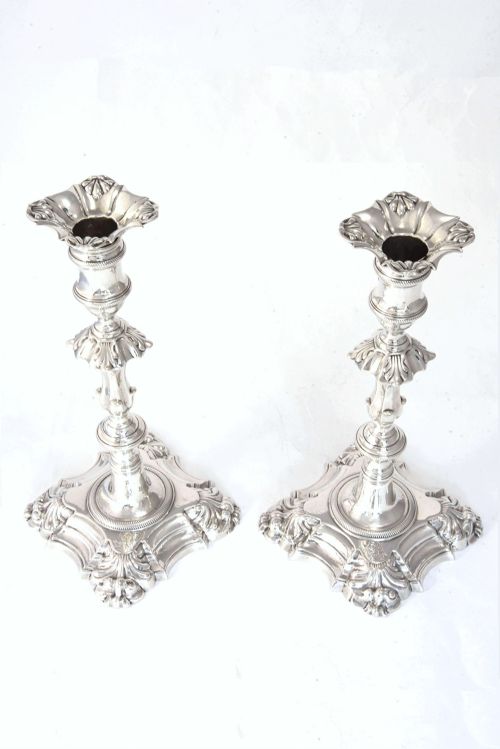 fig 1. Pair of Silver Candlesticks - George II – John Café 1754