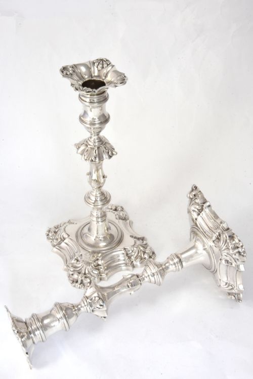 fig 2. Pair of Silver Candlesticks - George II – John Café 1754