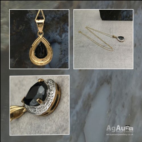 fig 1. 9ct Gold Sapphire (2ct) and Diamond Necklace