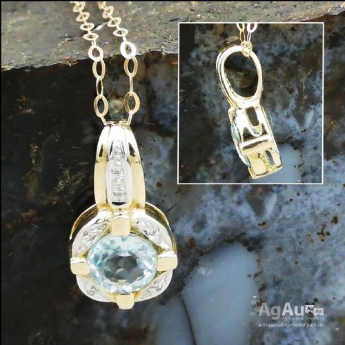 fig 1. 9ct Topaz and Diamond Pendant and Chain