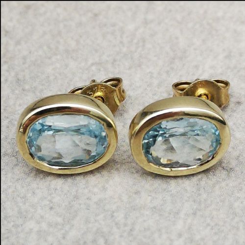 9ct Blue Topaz Stud Earrings