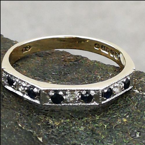 9ct Gold Sapphire and Diamond Half Eternity Ring