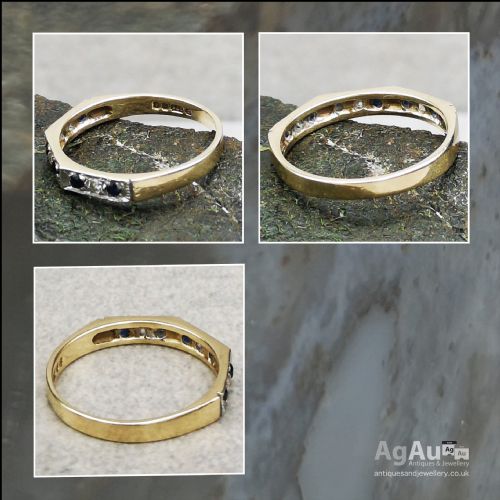 fig 1. 9ct Gold Sapphire and Diamond Half Eternity Ring